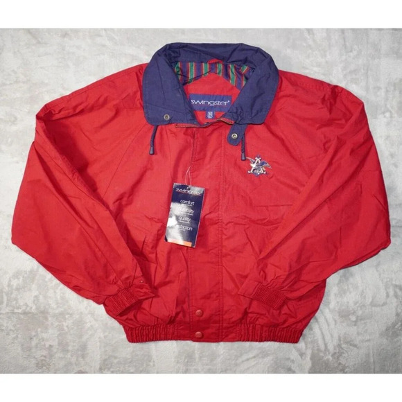 VTG Anheuser Busch Coachs Jacket Mens Red Medium Made in USA Beer Eagle Logo - Picture 2 of 13